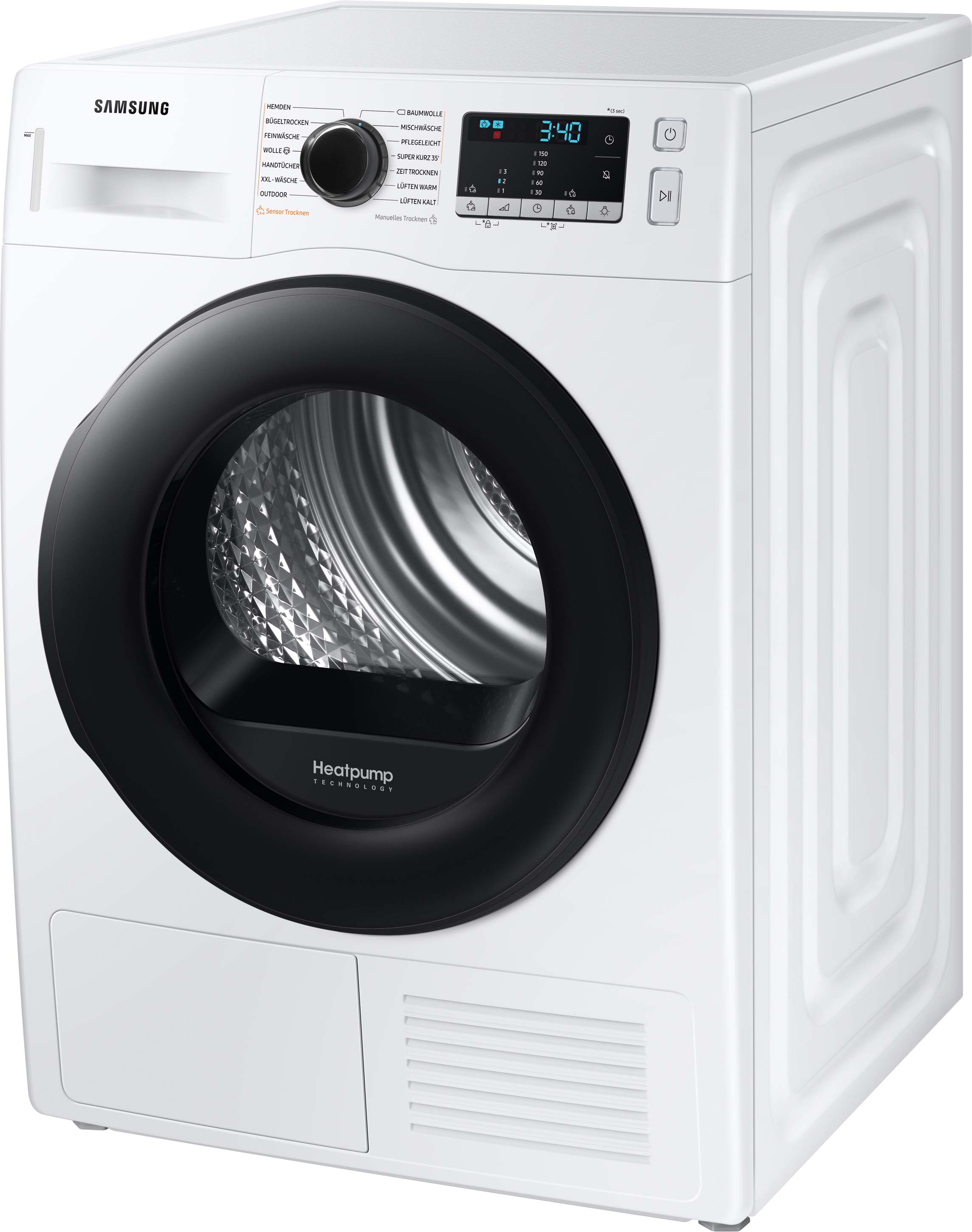 SAMSUNG DV91TA040AE/EG Wärmepumpentrockner  (9 kg, A++, Weiß/Schwarz)