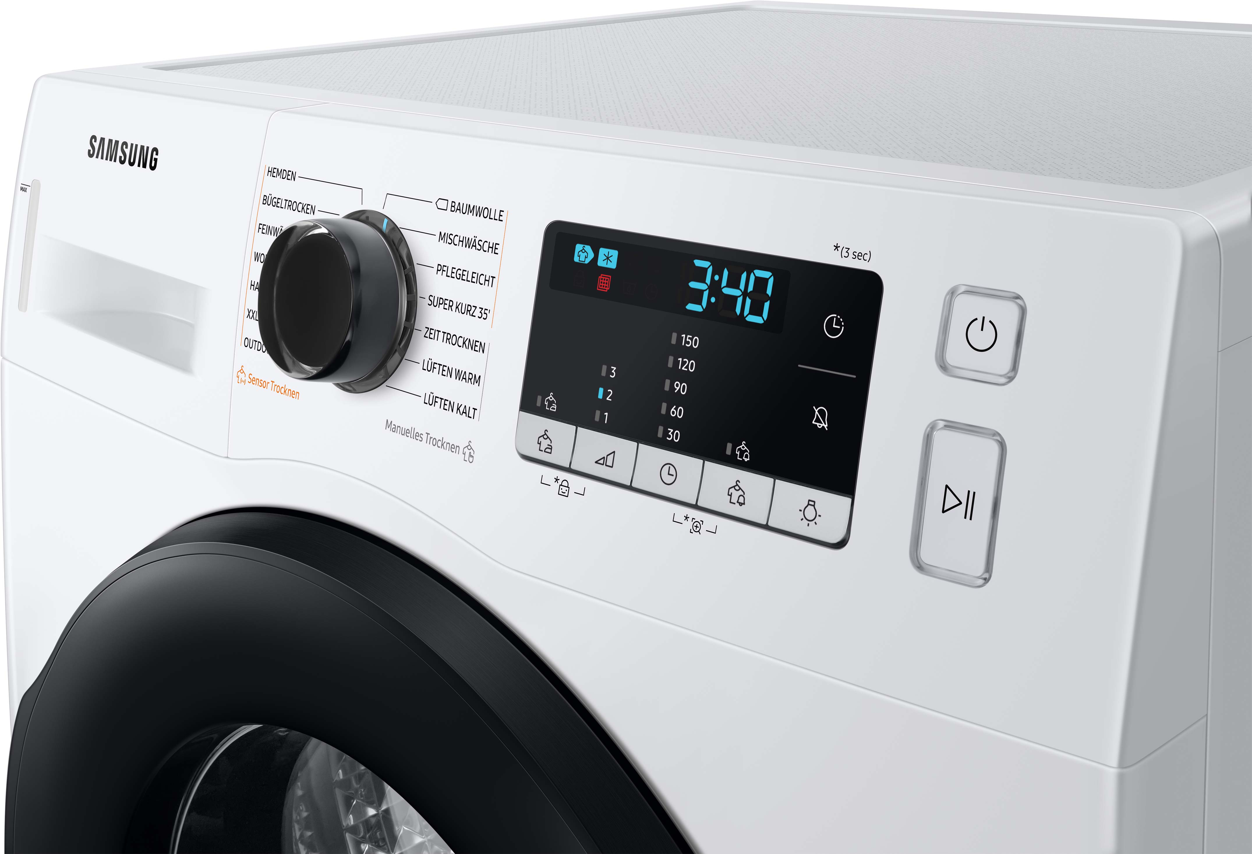 SAMSUNG DV91TA040AE/EG Wärmepumpentrockner  (9 kg, A++, Weiß/Schwarz)