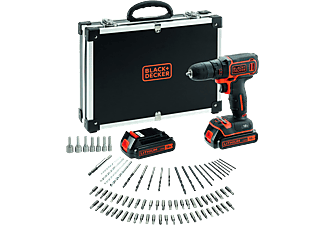 BLACK+DECKER BDCDC18BAFC-QW 18V akkumulátoros fúró-csavarozó, 2x1,5Ah akkumulátorral és töltővel, 80 tartozékkal, kofferben