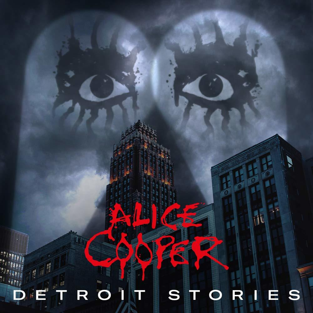 Albumcover. Eine Skyline mit Augen am Himmel. Der Text lautet 'Alice Cooper' und 'Detroit Stories'.
