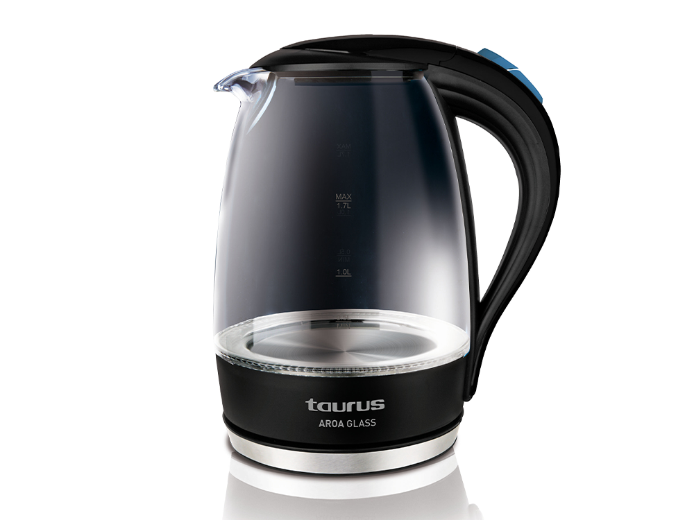 Hervidora - Taurus Aroa Glass, 2200 W, 1.8 L, gira 360º, sin cable, Transparente