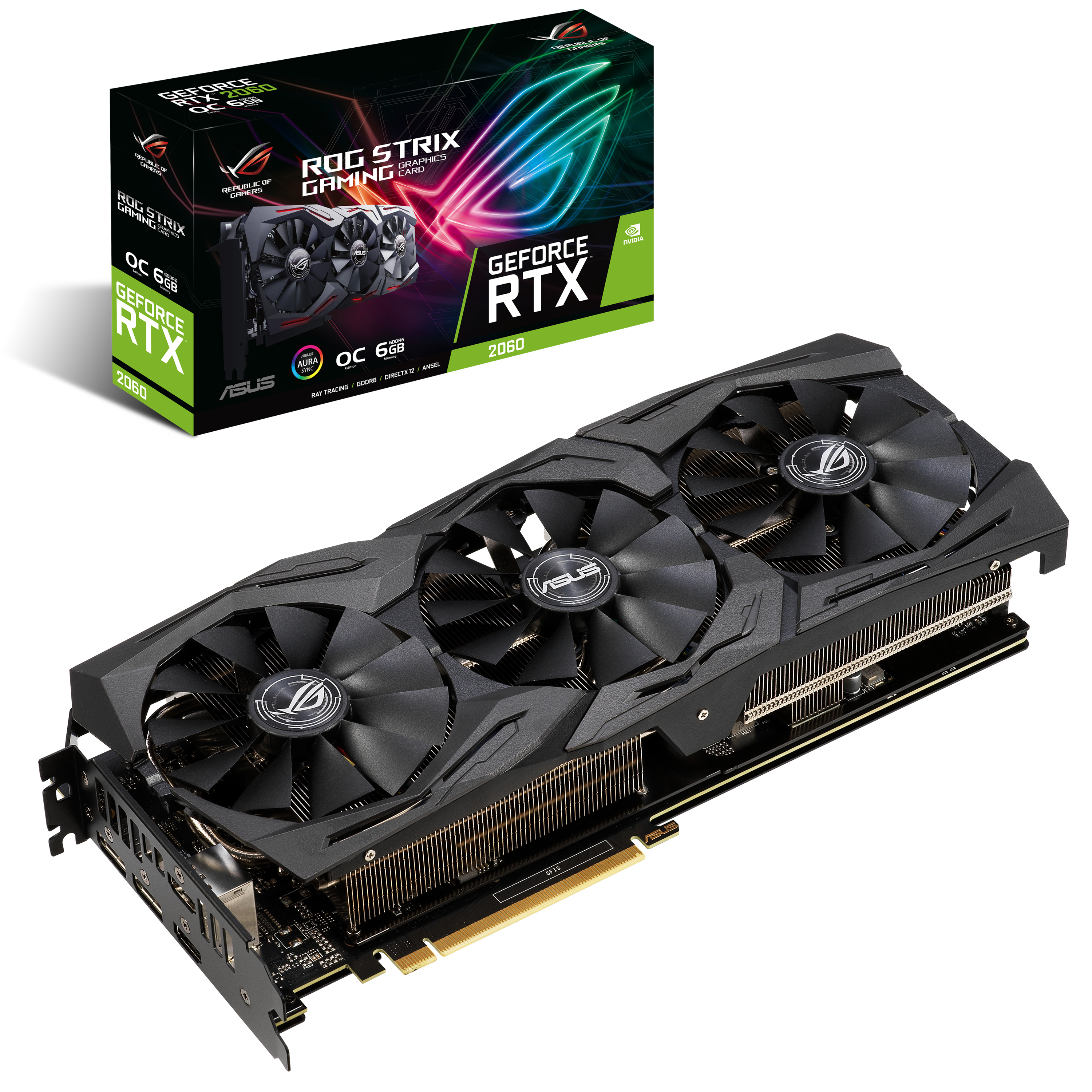 Tarjeta gráfica - ASUS Rog Strix Gaming GeForce RTX 2060 OC, 6GB GDDR6, NVIDIA TURING™, Tecnología MaxContact