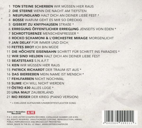 CD mit Trackliste. Titel auf Deutsch. Schwarzer Hintergrund.