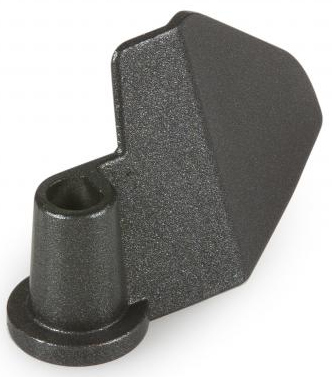 Black bread maker paddle on white background.