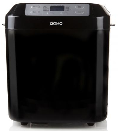 Black bread maker with control panel and DOMO logo.