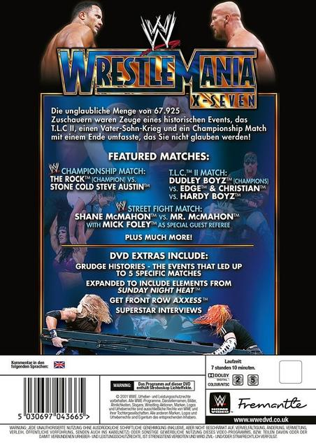 DVD-Cover mit Wrestling-Stars. Der Hintergrund ist blau. Viel Text.
