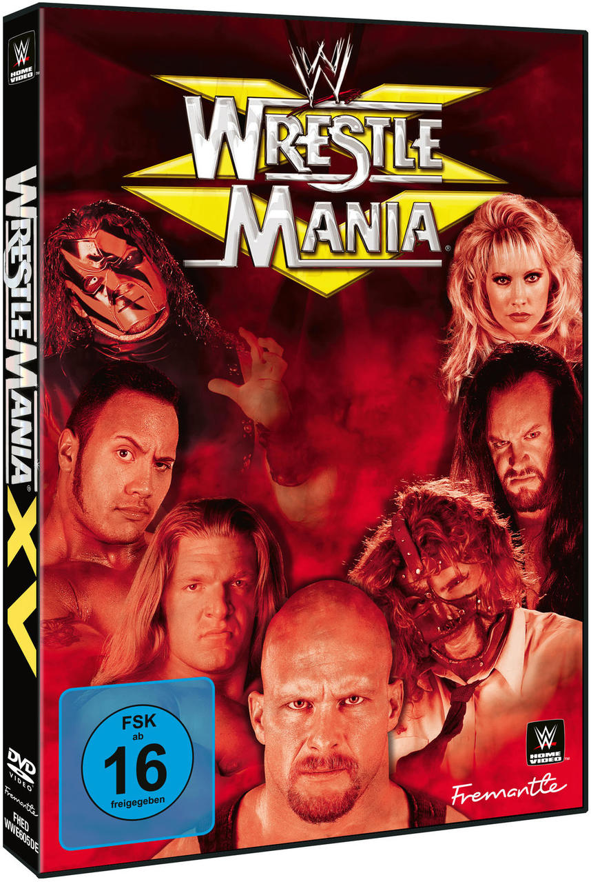 DVD-Boxset mit Gesichtern von Wrestlern. Roter Einband, schwarzer Rücken.