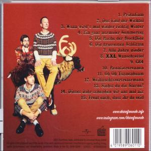 CD-Cover mit Bandfoto, Songtiteln und Website-Informationen. Roter Hintergrund.