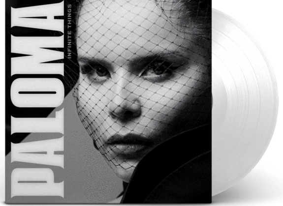 Album borító, fátylat viselő nővel. Az album címe: 'Infinite Things' by Paloma.