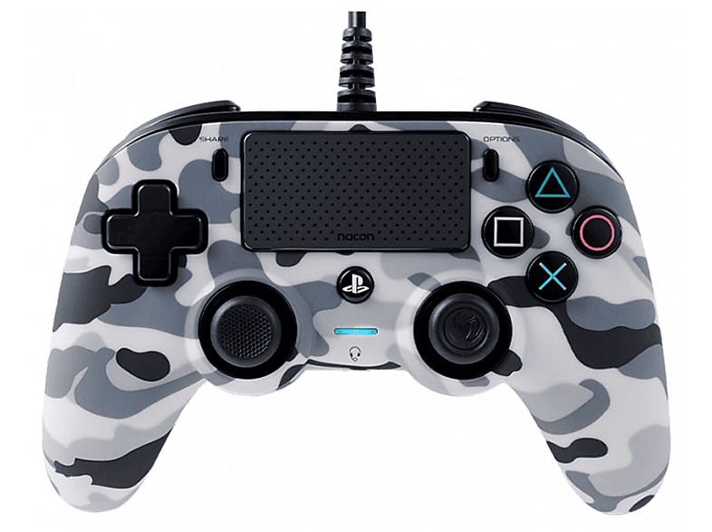 Mando PS4 - Nacon Compact Camo Wired Controller, Cable, Gris