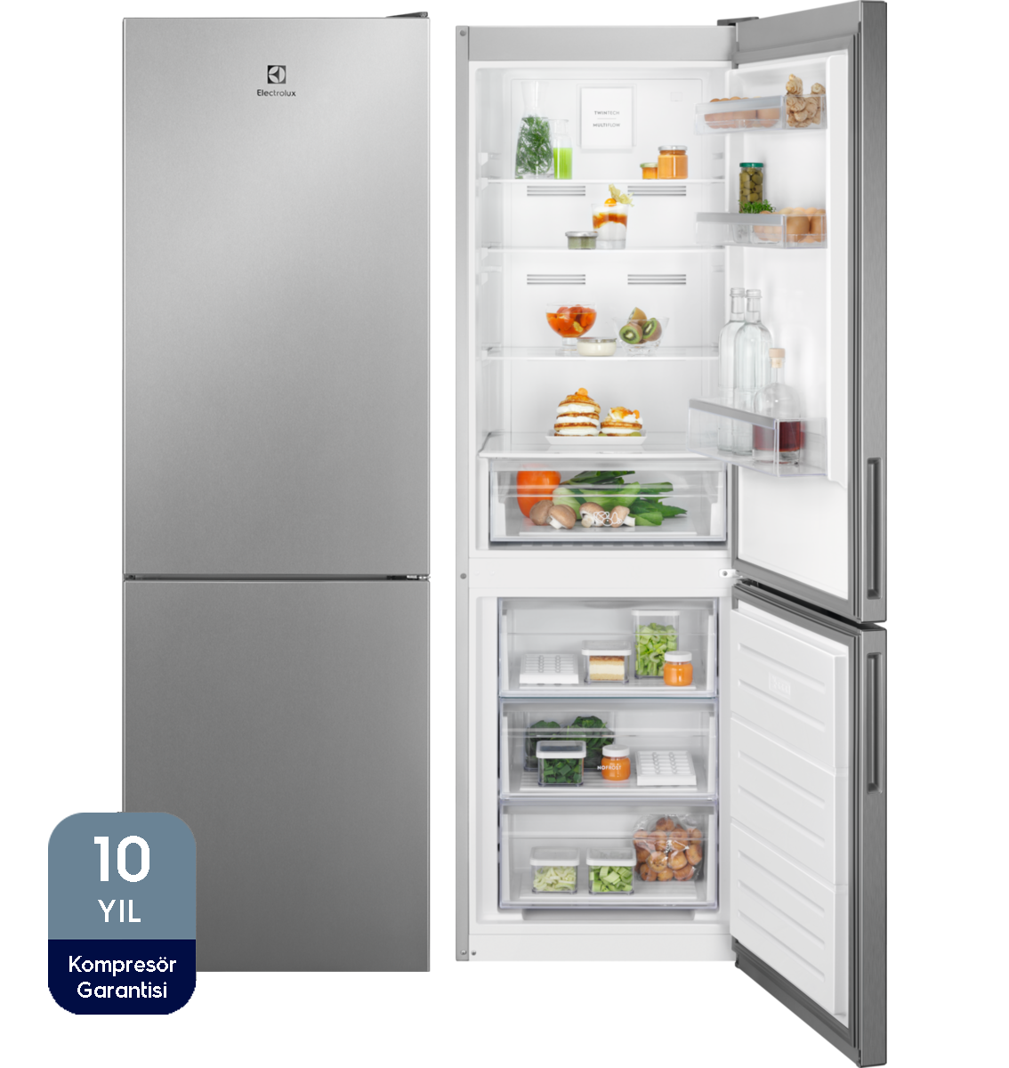 ELECTROLUX LNT5MF32U0 TwinTech F Enerji Sınıfı 324L No-Frost Buzdolabı Inox