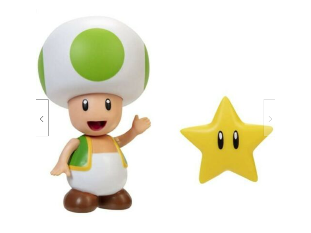Figura - Sherwood Green Toad Collectible Toy with Star Accessory, Super Mario, 10 cm, Multicolor