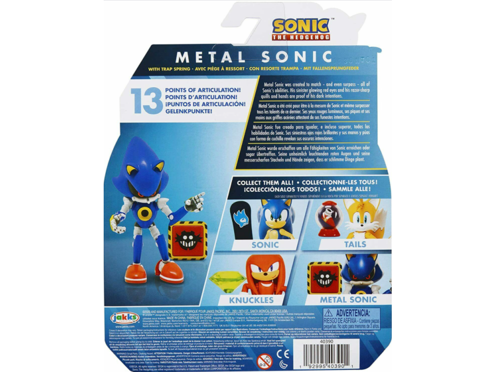 Figura - Sherwood Metal Sonic Figure with Trap Spring, Sonic Mania, 10 cm, Azul