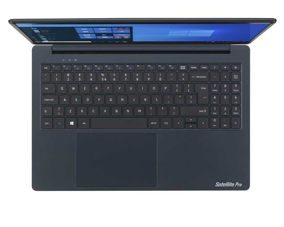 Ordenador portátil con teclado negro y pantalla abierta que muestra una interfaz de Windows.