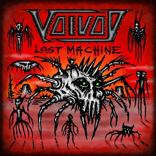 Album borító piros háttérrel és egy idegen lénnyel a középpontban. A VOIVOD szó felül van.
