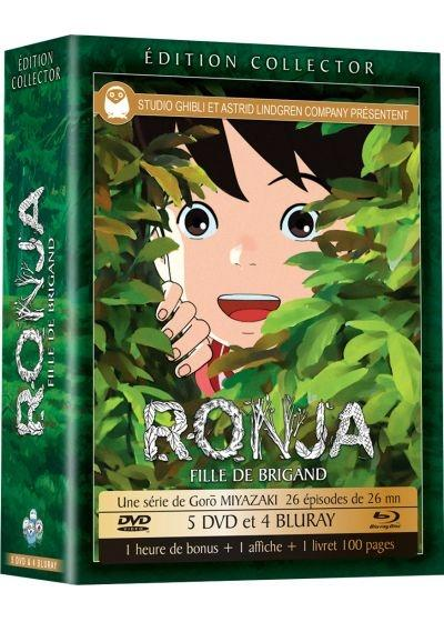 Coffret DVD de Ronja, fille de brigand, avec un garçon regardant à travers les feuilles.
