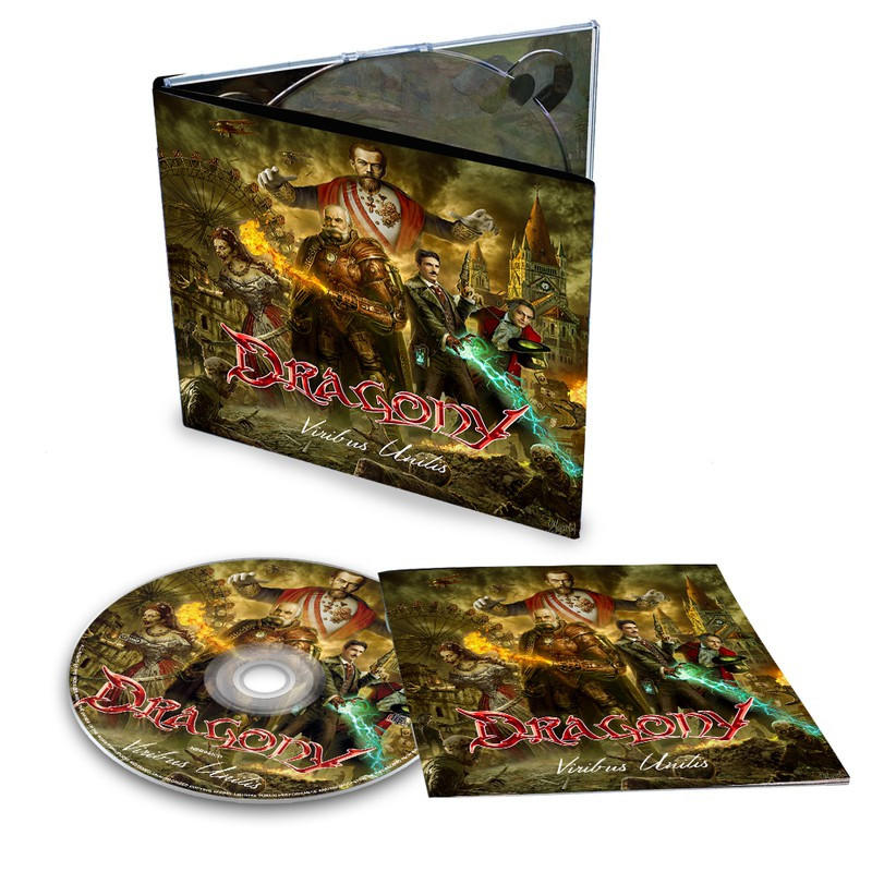 Albumcover und CD der Band Dragony 'Viribus Unitis'.