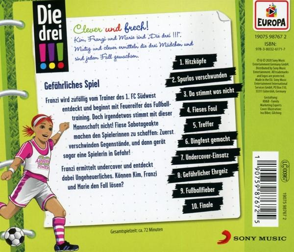 Rückseite eines Buches mit Text und Illustration.