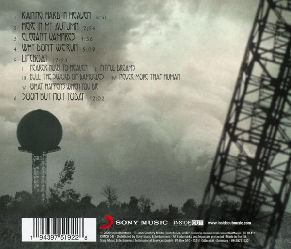 Albumcover zeigt Titelliste. Im Hintergrund ein Radarturm und ein Elektroturm, ein bewölkter Himmel.