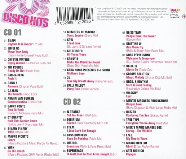 CD-Cover mit Titellisten und den Worten 70er Disco Hits.