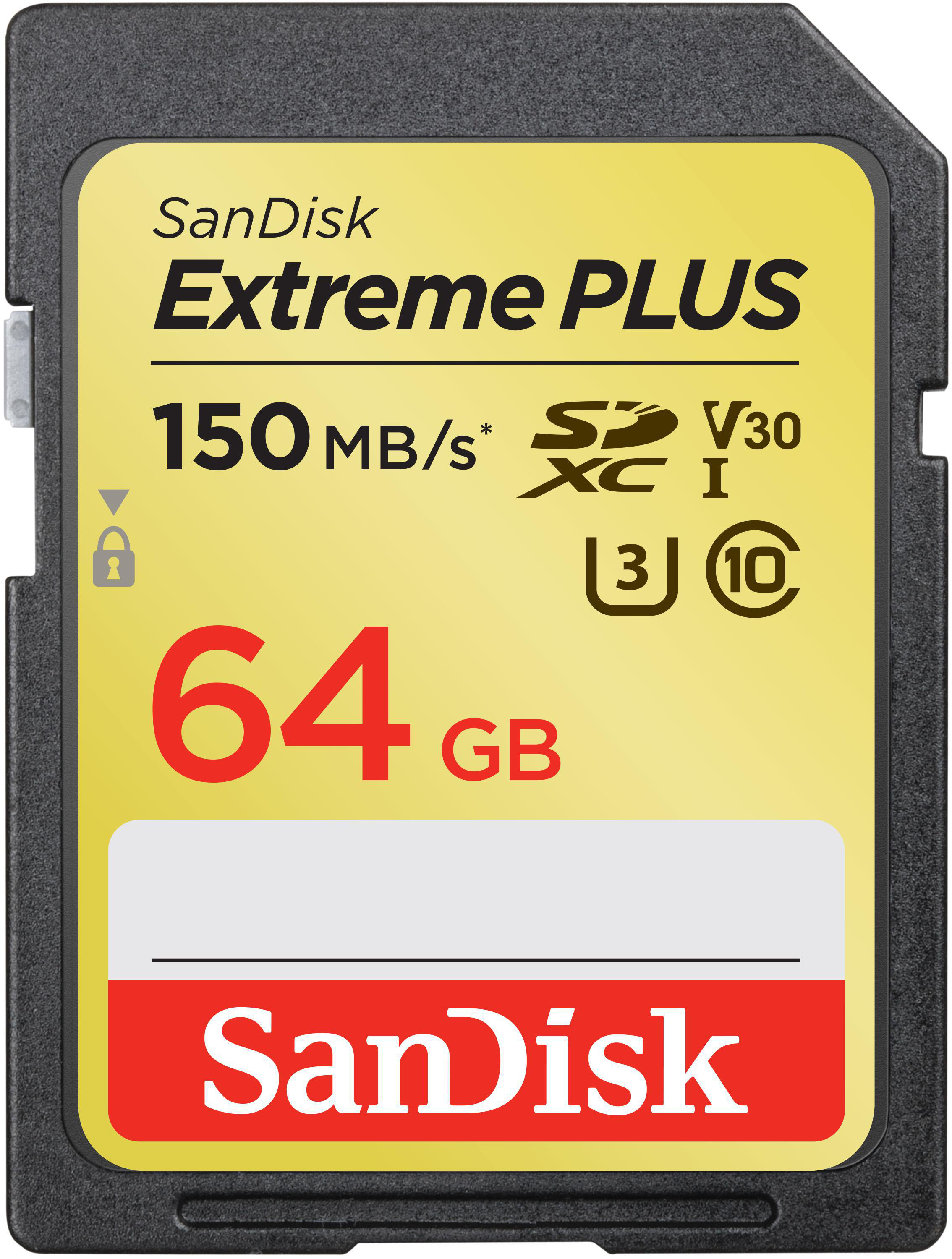 SANDISK Extreme PLUS, SDXC Speicherkarte, 64 GB, 150 MB/s