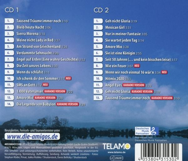 CD-Cover mit dem Titel „Die Amigos“. Listen von Songs und das Logo von Telamo.