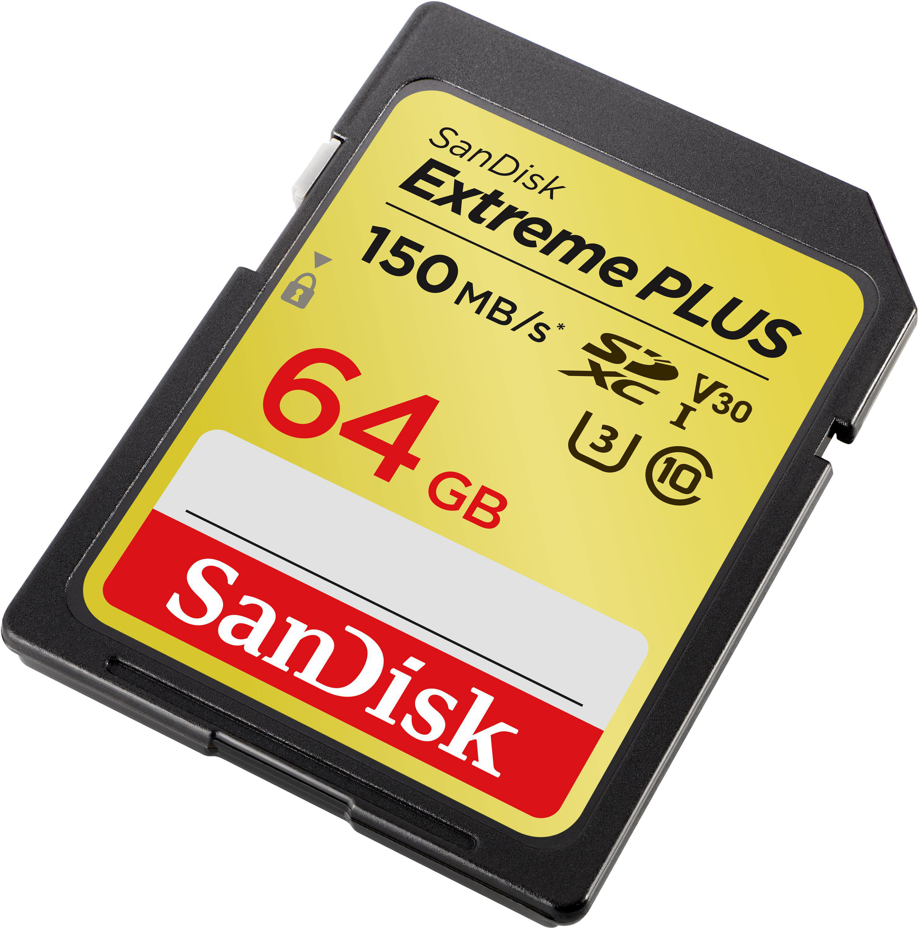 SANDISK Extreme PLUS, SDXC Speicherkarte, 64 GB, 150 MB/s