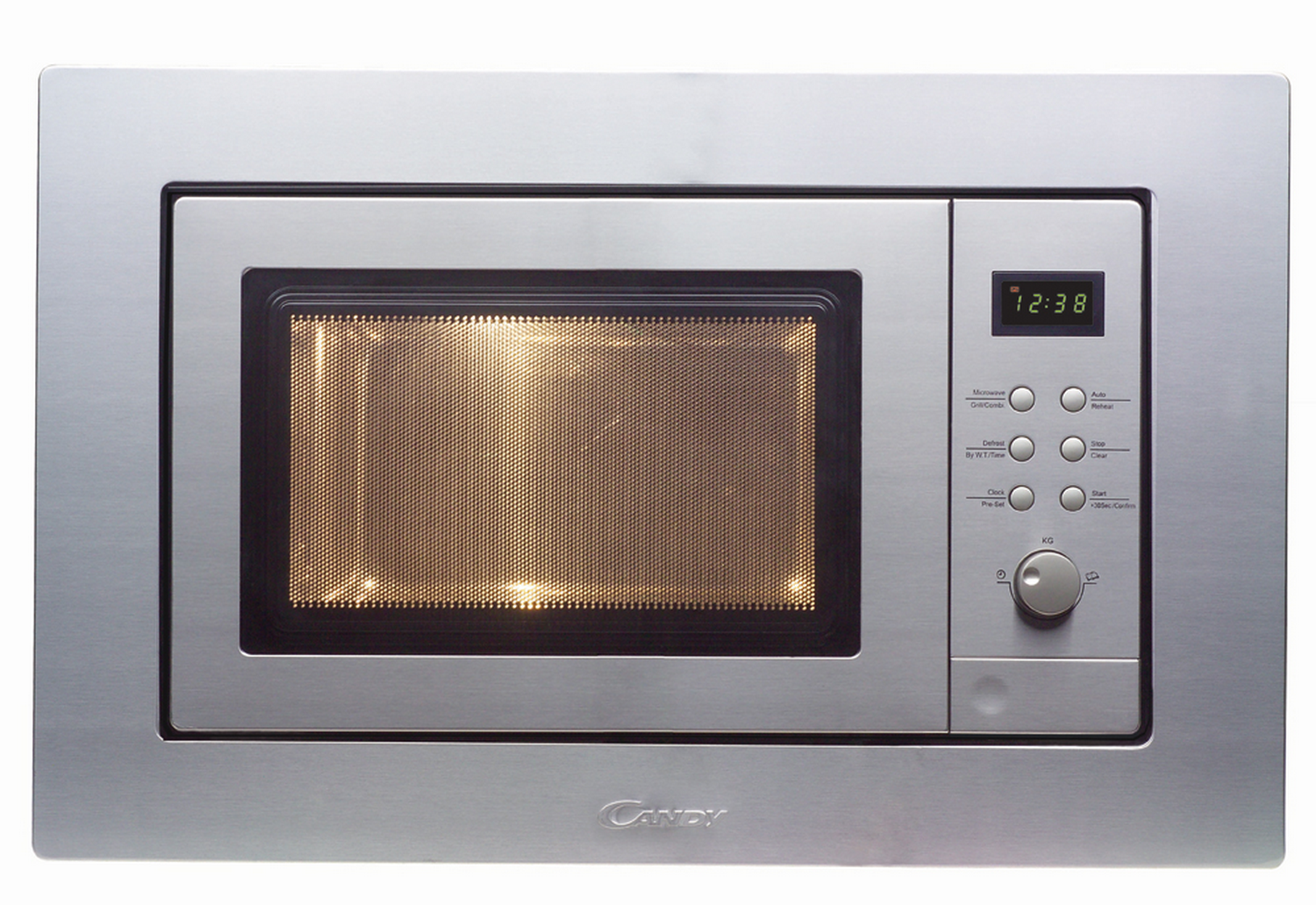 Microondas integrable - Candy MIC201EX, Grill, 1000W, 8 niveles, 20l, Con marco, Material antihuellas, Inox
