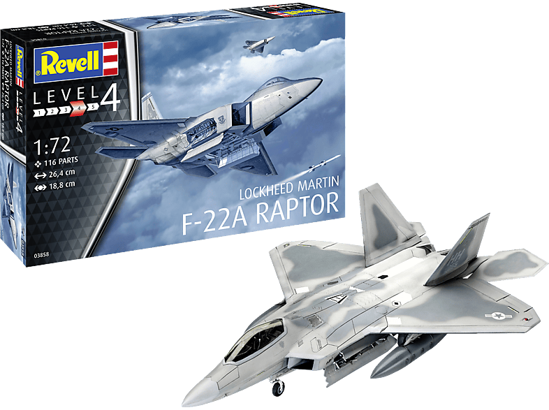 Lockheed REVELL F-22A Martin Raptor Modellbausatz, Mehrfarbig