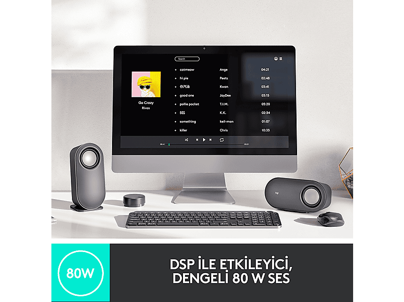 LOGITECH Z407 Subwoofer 2.1 Kablolosuz Bluetooth Bilgisayar Hoparlörü Siyah_1