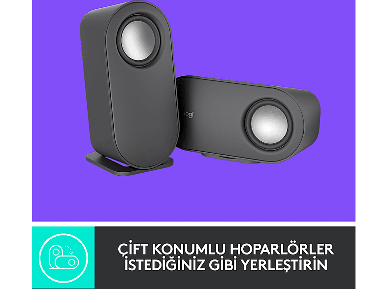 LOGITECH Z407 Subwoofer 2.1 Kablolosuz Bluetooth Bilgisayar Hoparlörü Siyah_5