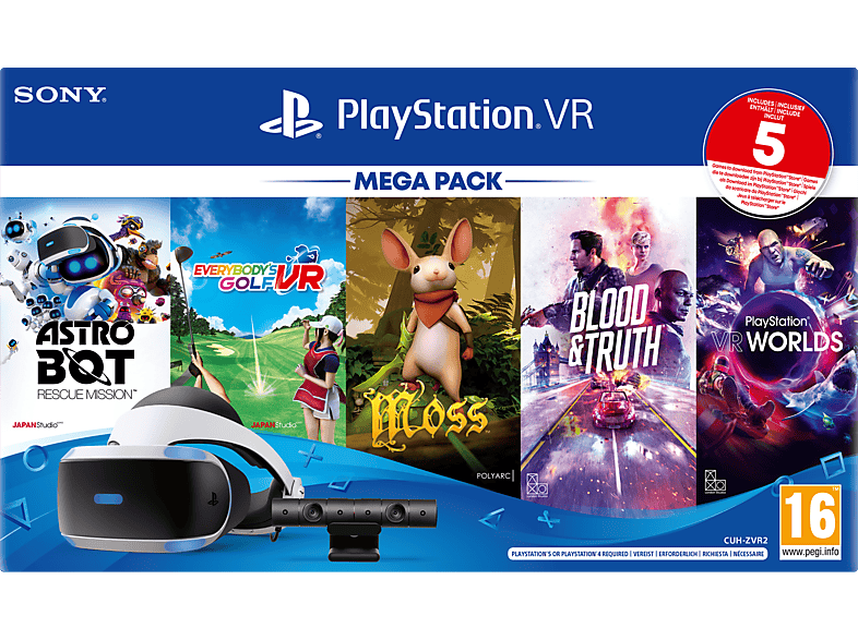 SONY PS4 VR Megapack PSVR Kamera 5 Spiele