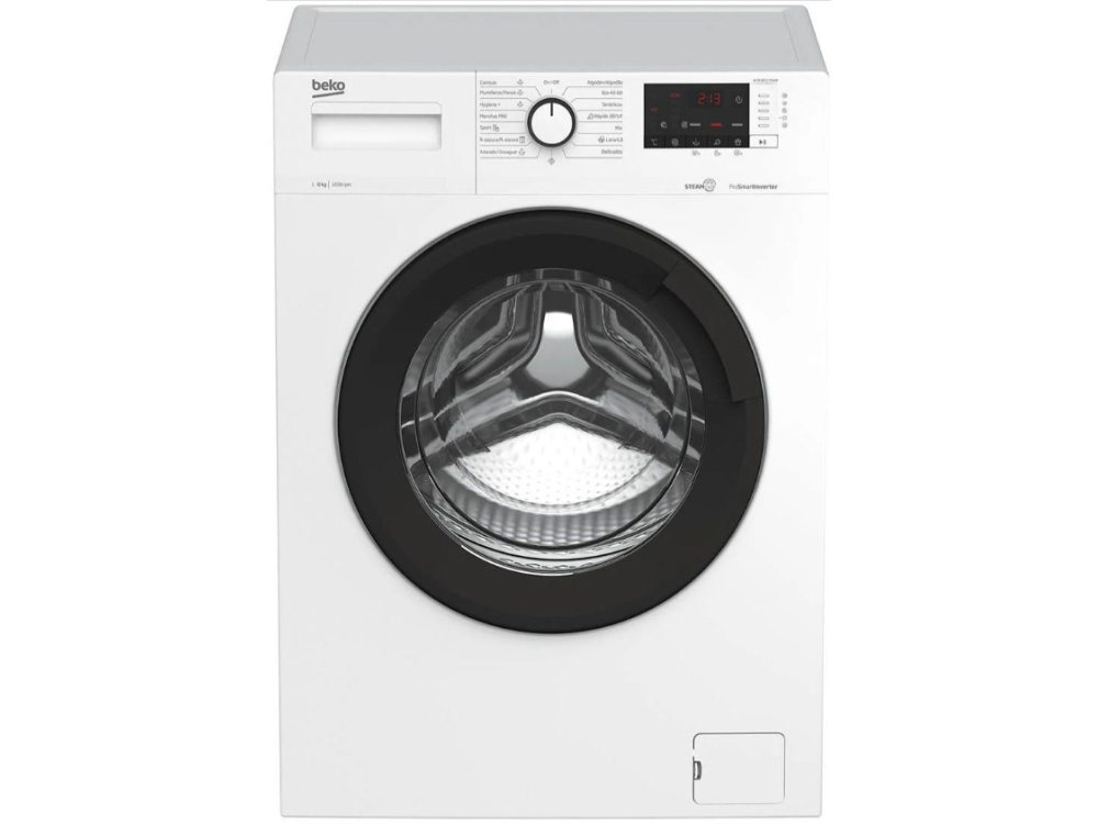 Lavadora carga frontal - Beko WTA 8612 XSWR, 8 kg, 1200 rpm, ProSmart SteamCure, Blanco