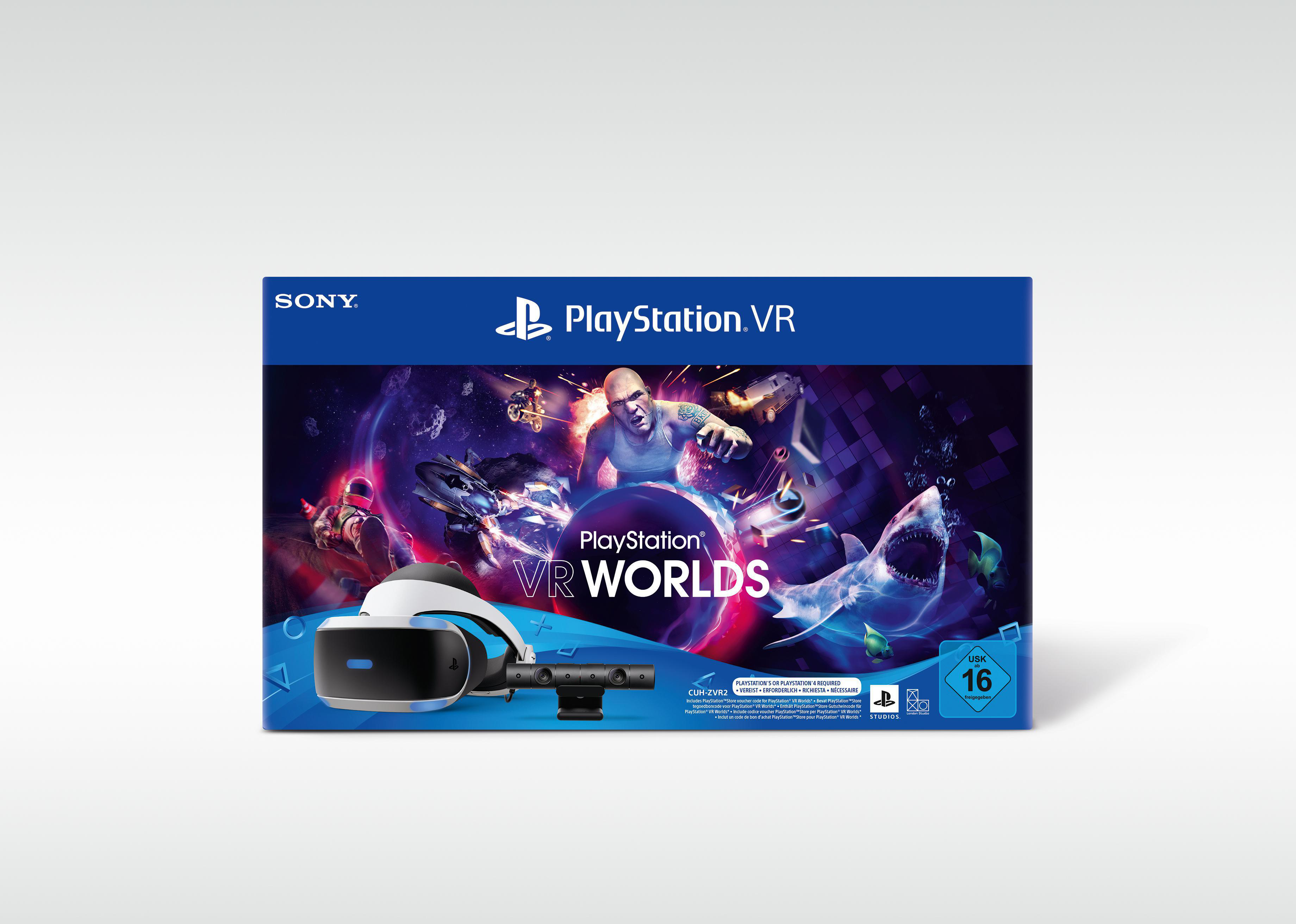 SONY PS VR Starter Pack inklusive PS VR-Headset / PS Camera / PS Camera-Adapter / VR Worlds Gutscheincode Gaming Zubehör