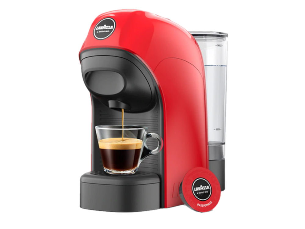 Cafetera de cápsulas - Lavazza LM800 Tiny, 15 bares, 0.75 litos, 1450 W, Rojo