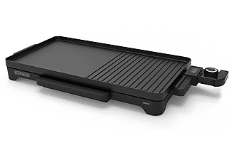 Plancha de asar - Black & Decker BXGD2200E, Parrilla grill, Eléctrica, 2200W, Asas ergonómicas, Negro