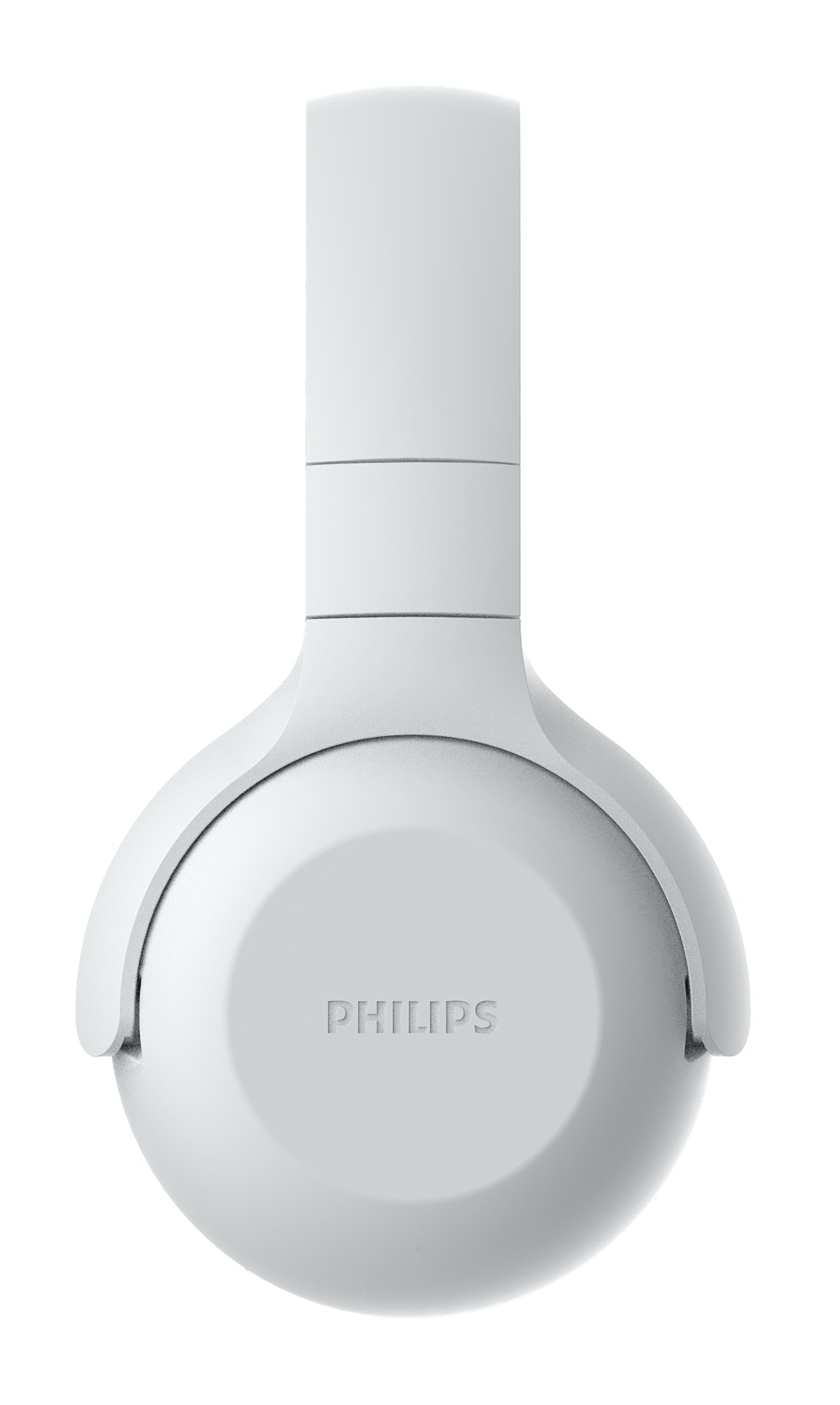 Weiße Kopfhörer mit dem Wort PHILIPS darauf.