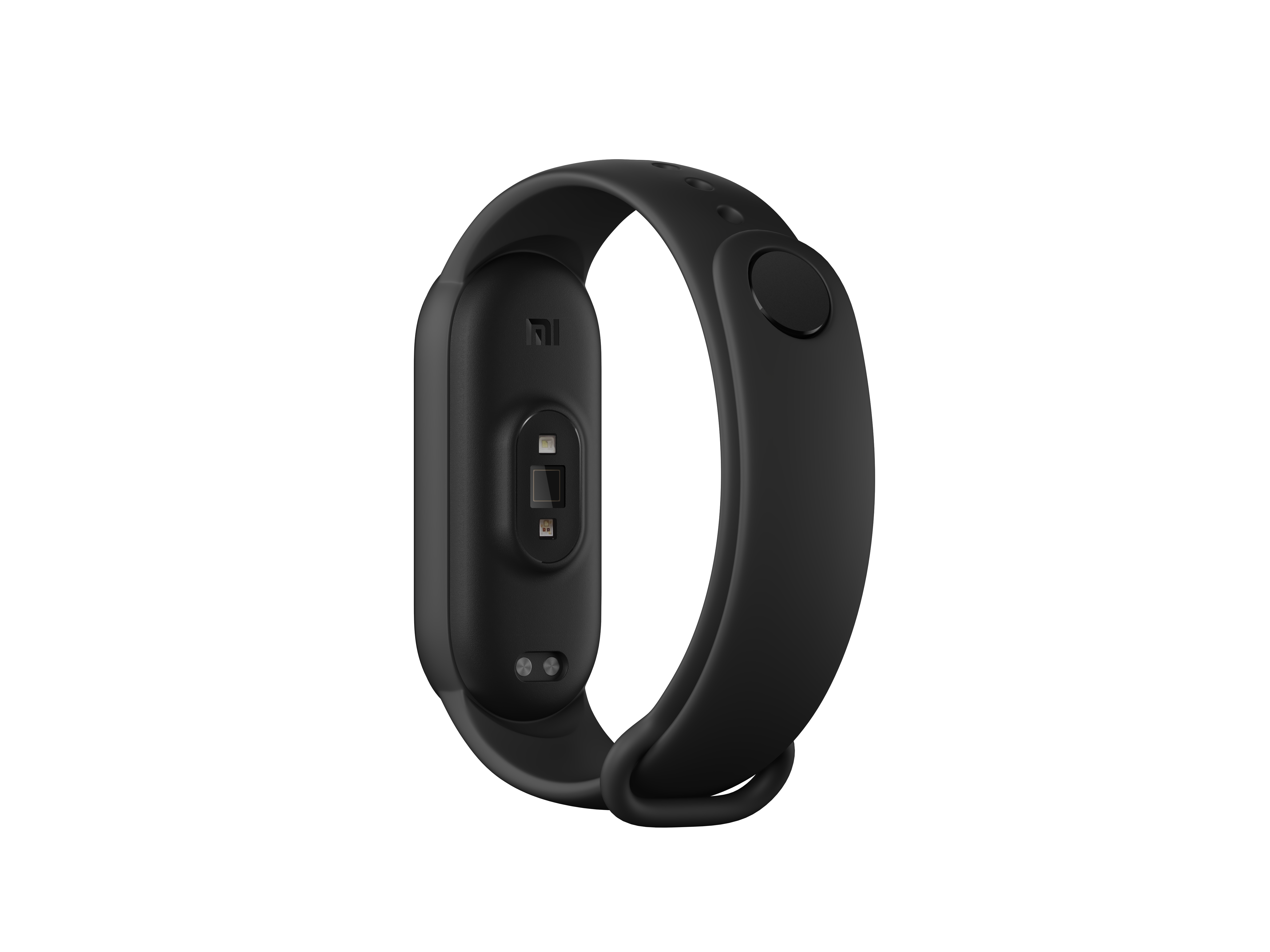 Schwarzer Fitnesstracker mit Herzfrequenzsensor und Armband.