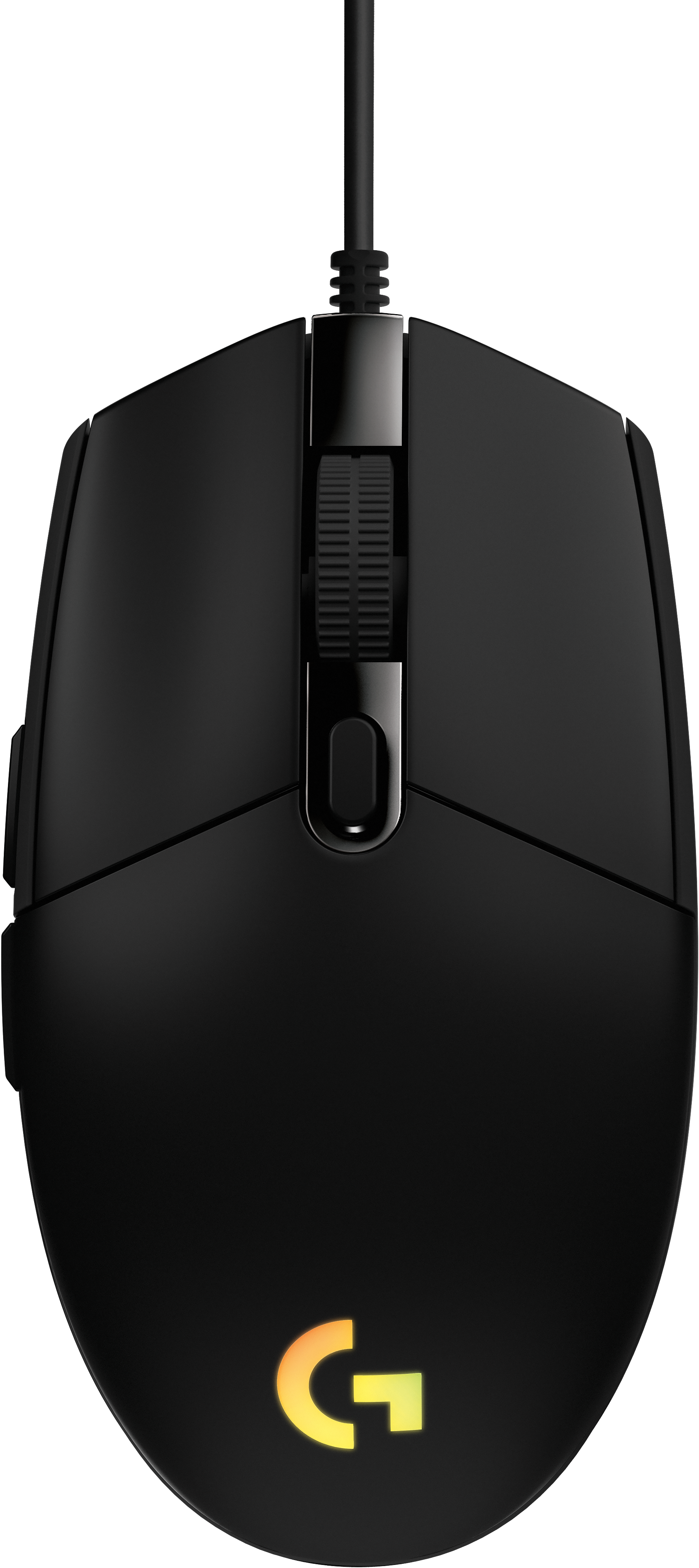 Schwarze Logitech Gaming-Maus mit beleuchtetem Logo