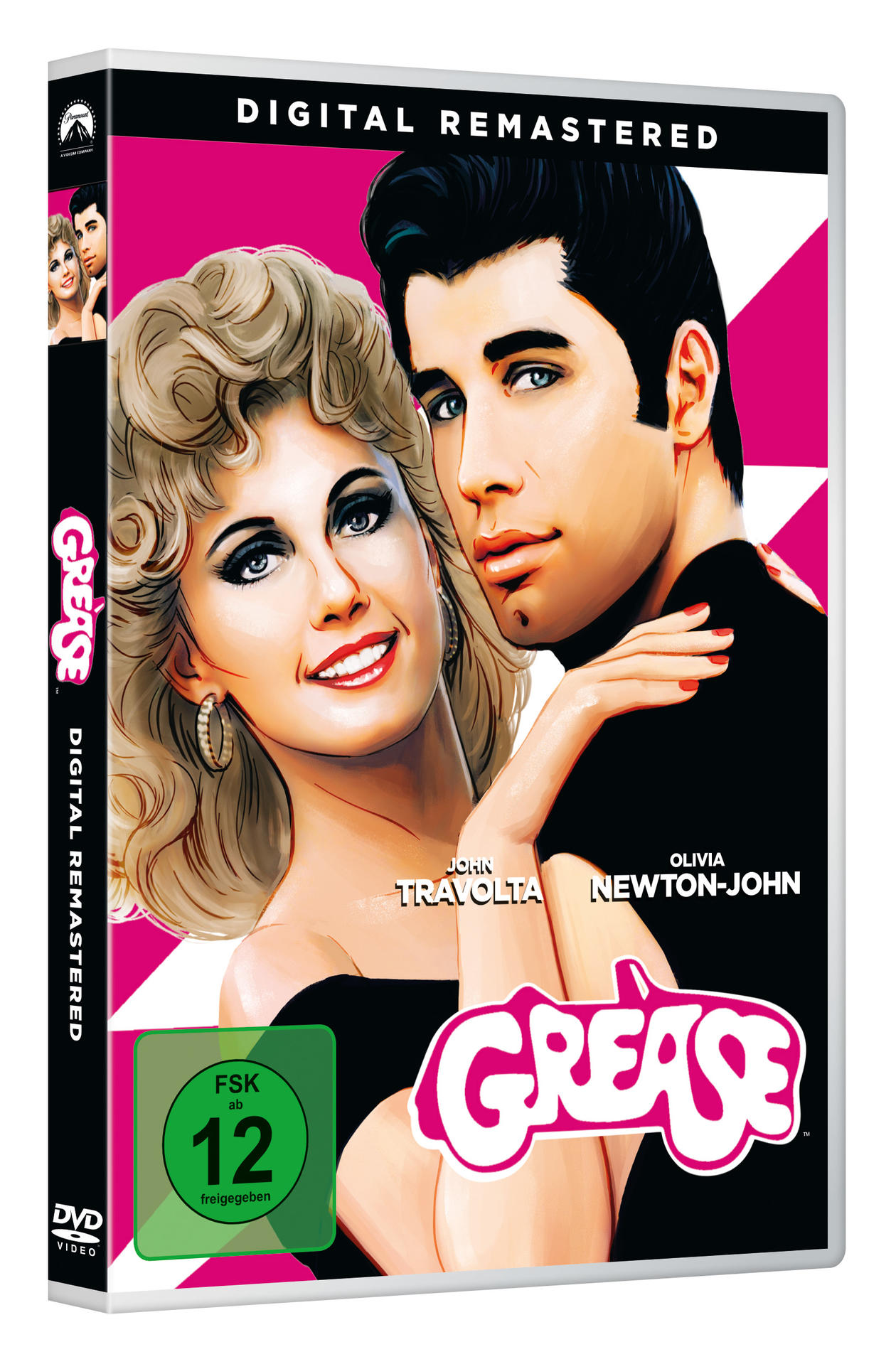 DVD-Hülle mit Filmcover von Grease, mit John Travolta.