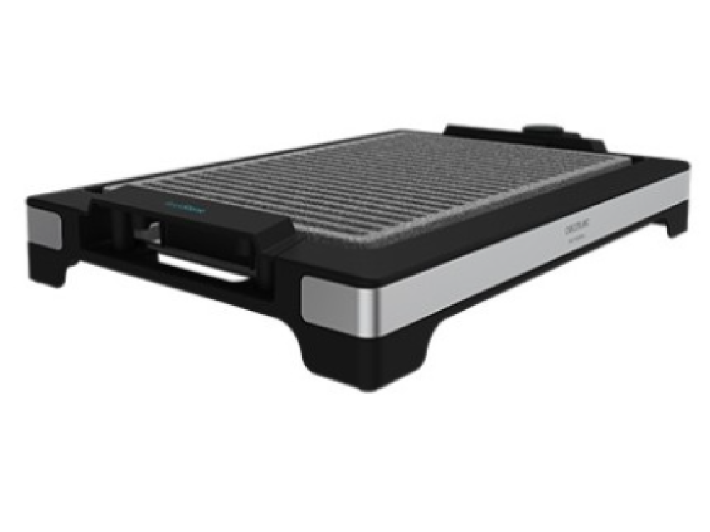 Plancha de asar - Cecotec Tasty&Grill 2000 Inox Linestone, 2000 W, 37,5 x 24,5 cm, Antiadherente, Negro /Gris