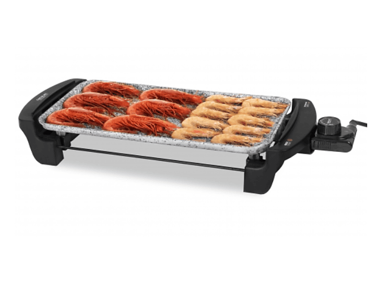 Plancha de asar - Cecotec Rock and Water 2000, 1800 W, Eléctrica, Antiadherente, 40 x 20 cm, Negro / Gris
