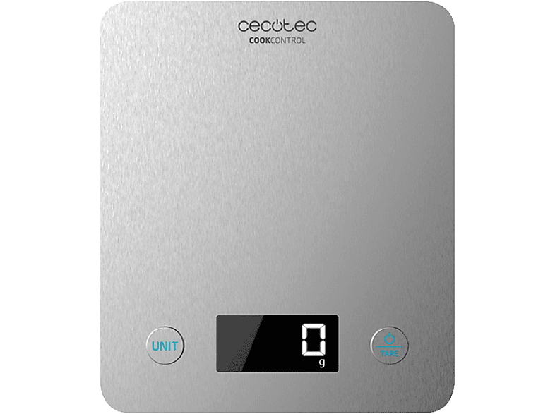 Balanza de cocina Cecotec Cook Control 1000, 1g, Pantalla LCD