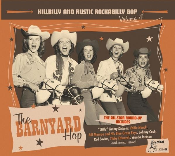 Pochette d'album : Hillbilly and Rustic Rockabilly Bop, Volume 4. Avec cinq femmes en chapeaux de cowboy.