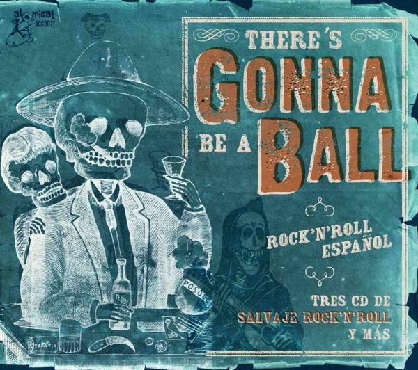 Pochette d'album. There's Gonna Be a Ball. Crânes dans un bar. Palette de couleurs bleue et marron.