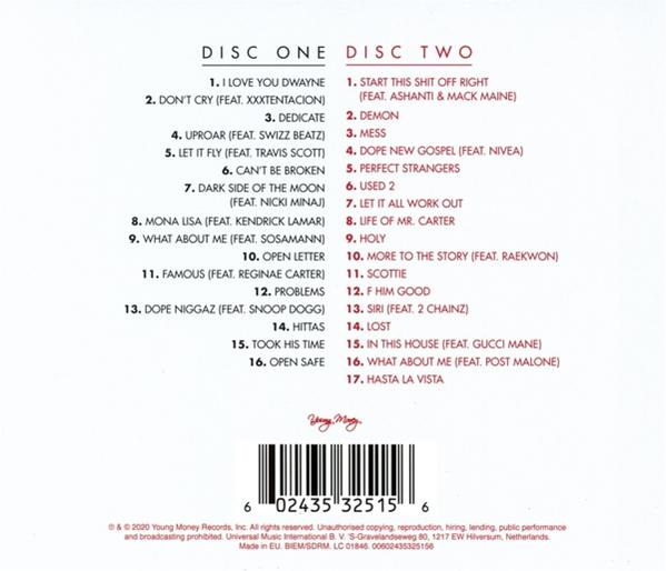 CD-Hülle mit Titellisten. Disc One und Disc Two mit Songtiteln.
