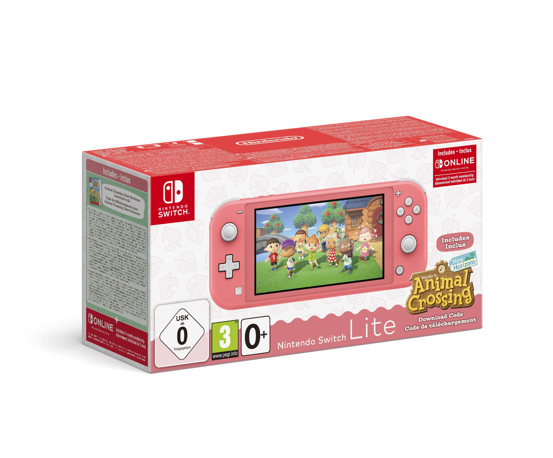 NINTENDO Switch Lite Koralle inkl. Animal Crossing und 3 Monate Switch Online Mitgliedschaft