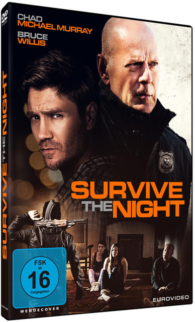 DVD-Cover mit Chad Michael Murray und Bruce Willis. Titel: Survive the Night.