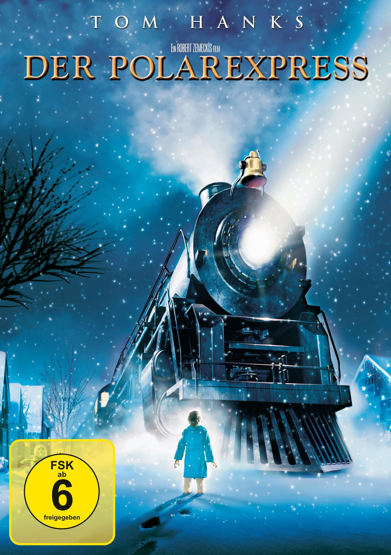 Filmposter: Polar Express Zug, Kind, schneebedeckte Nacht.