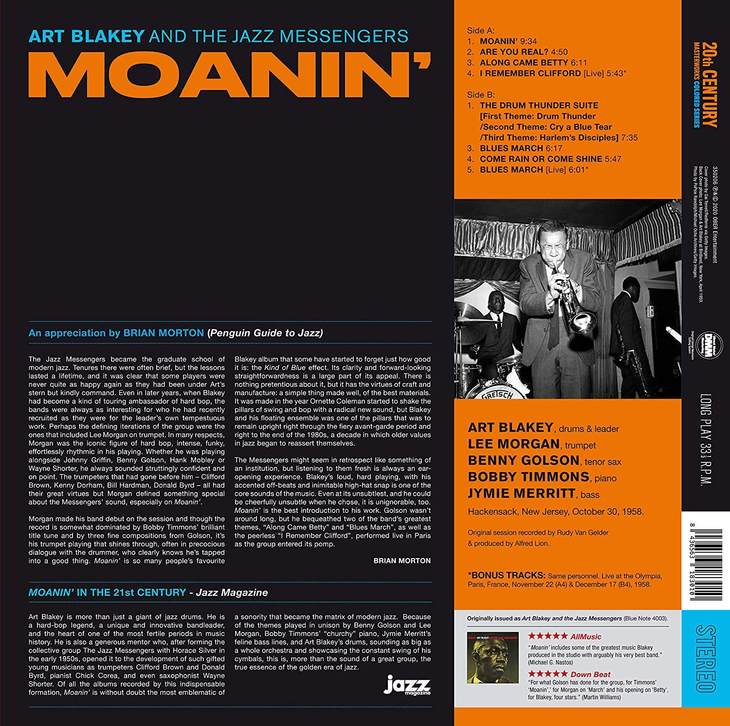 Az Art Blakey Moanin' album borítója. A borítón Blakey és más zenészek fényképe látható.